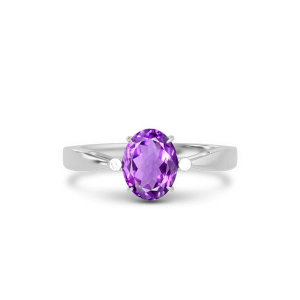 Amethyst Platinum Ring R42