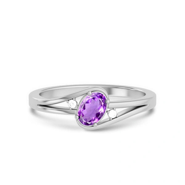 Amethyst Platinum Ring R44
