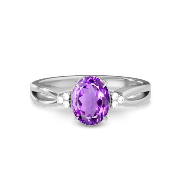 Amethyst Platinum Ring R46