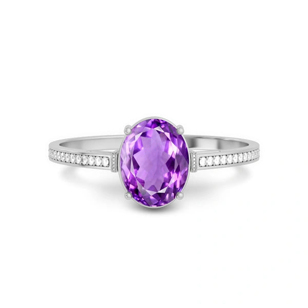 Amethyst Platinum Ring R50