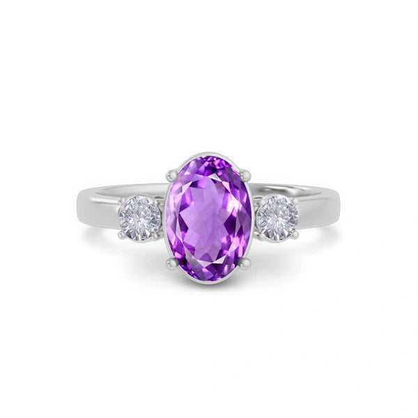 Amethyst Platinum Ring R51