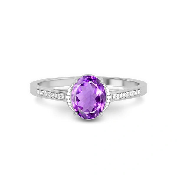 Amethyst Platinum Ring R53