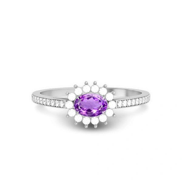 Amethyst Platinum Ring R55