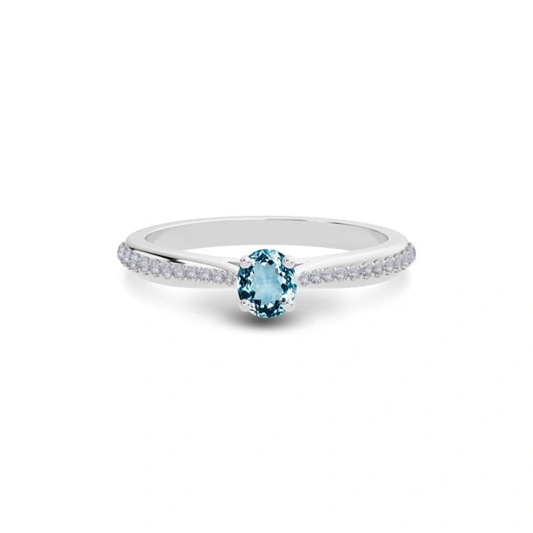 Aquamarine Platinum Ring R25