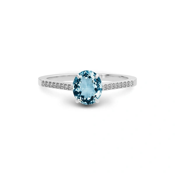 Aquamarine Platinum Ring R28