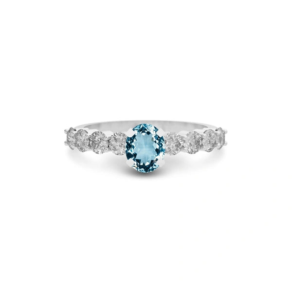 Aquamarine Platinum Ring R29