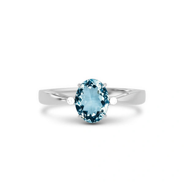 Aquamarine Platinum Ring R42