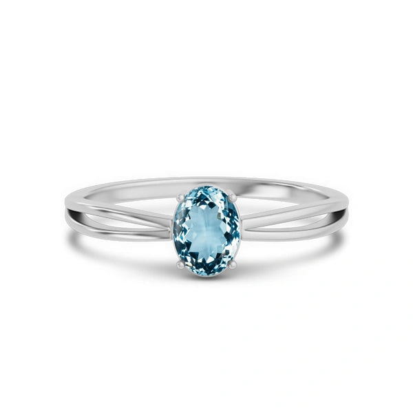 Aquamarine Platinum Ring R43