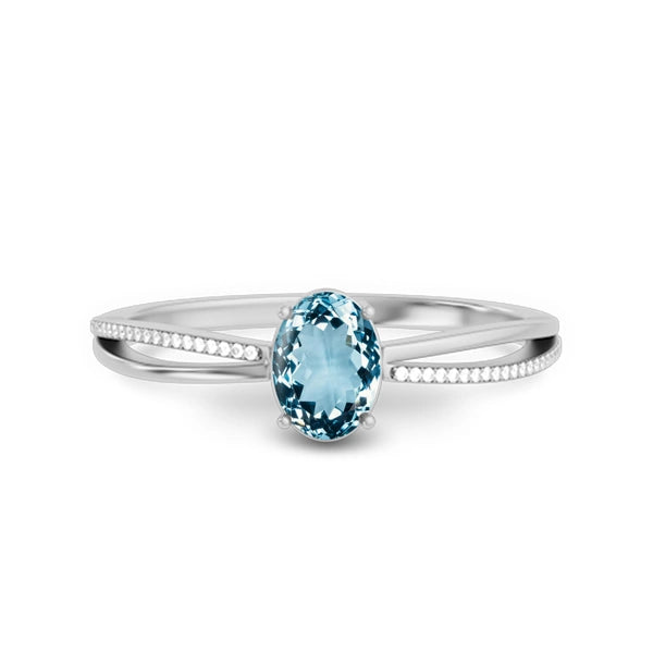 Aquamarine Platinum Ring R47