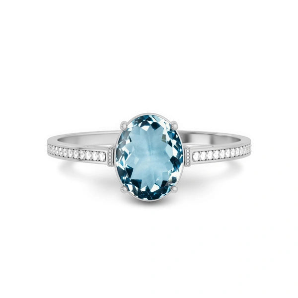 Aquamarine Platinum Ring R50