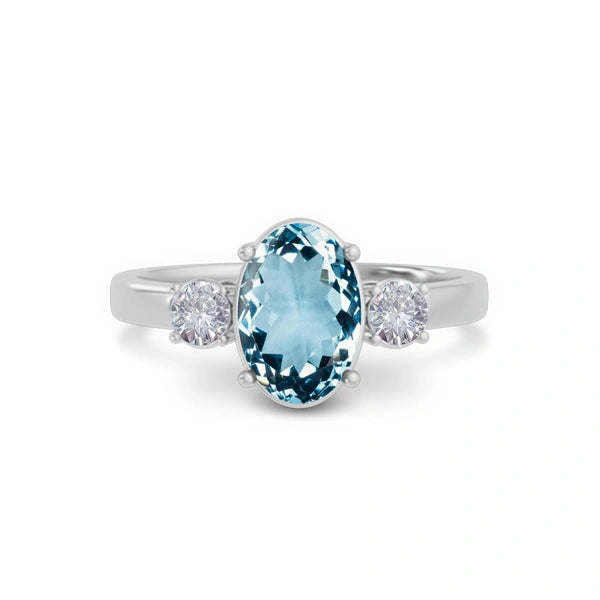 Aquamarine Platinum Ring R51