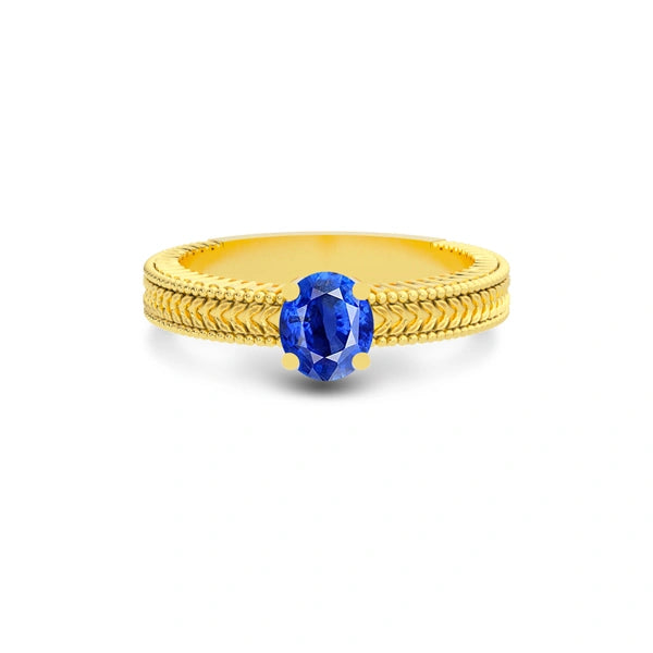 Blue Sapphire Gold Ring R3