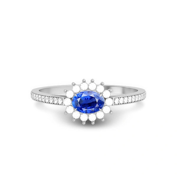 Blue Sapphire Platinum Ring R55