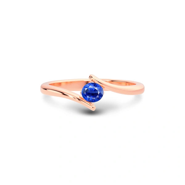Blue Sapphire Rose Gold Ring R2
