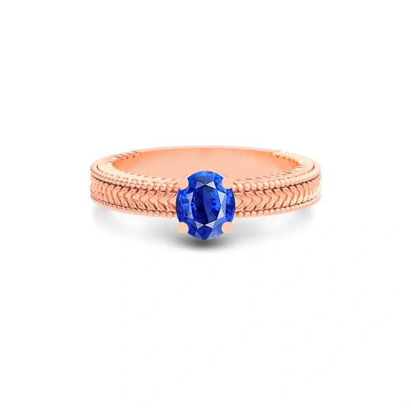 Blue Sapphire Rose Gold Ring R3