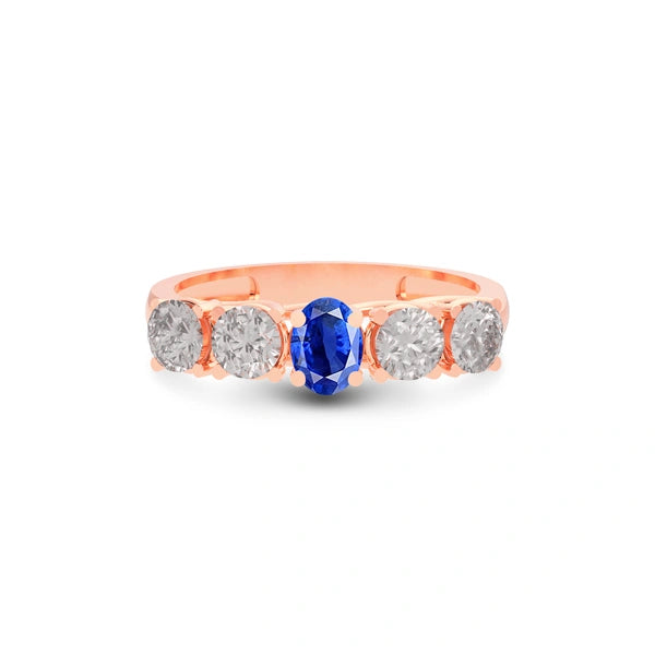 Blue Sapphire Rose Gold Ring R10