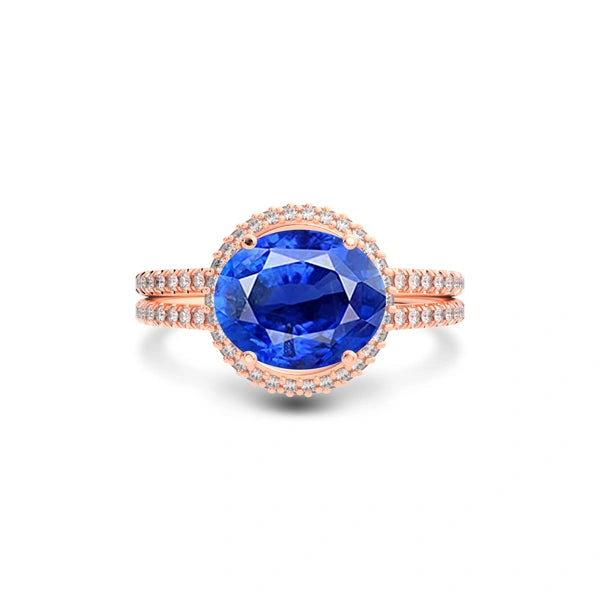 Blue Sapphire Rose Gold Ring R11