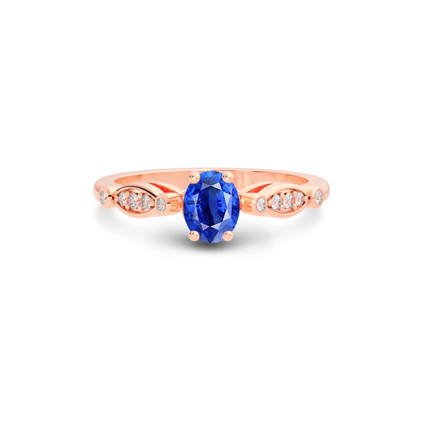 Blue Sapphire Rose Gold Ring R15