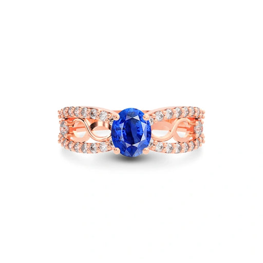Blue Sapphire Rose Gold Ring R34