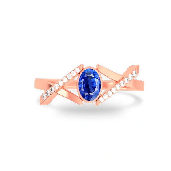 Blue Sapphire Rose Gold Ring R36