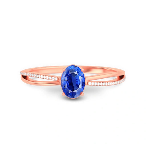 Blue Sapphire Rose Gold Ring R47