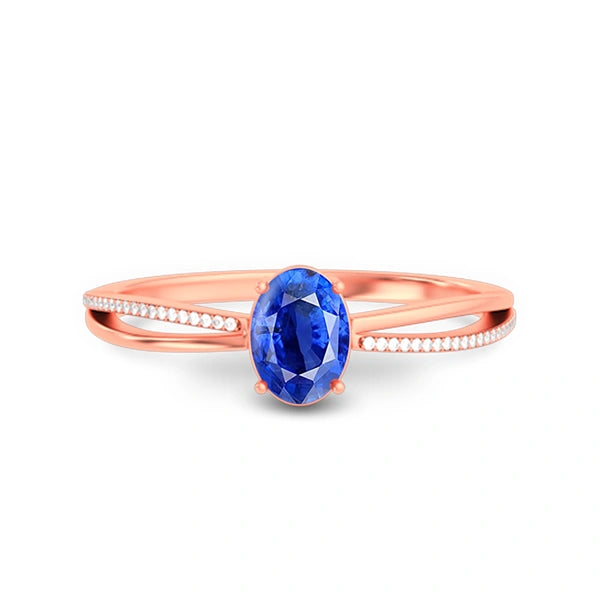 Blue Sapphire Rose Gold Ring R47