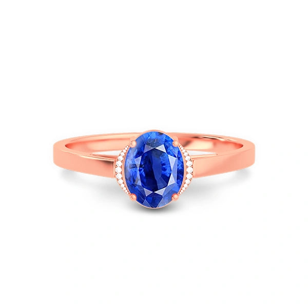 Blue Sapphire Rose Gold Ring R54