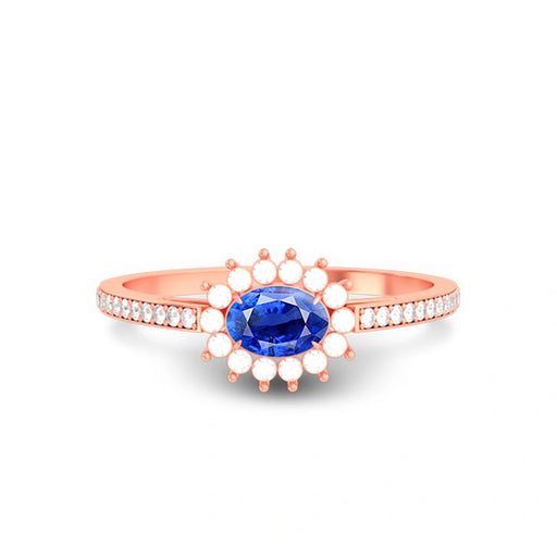 Blue Sapphire Rose Gold Ring R55