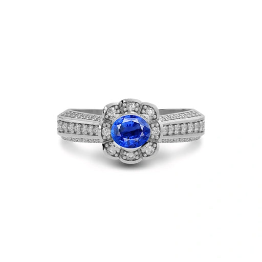 Blue Sapphire Sterling Silver Ring R30