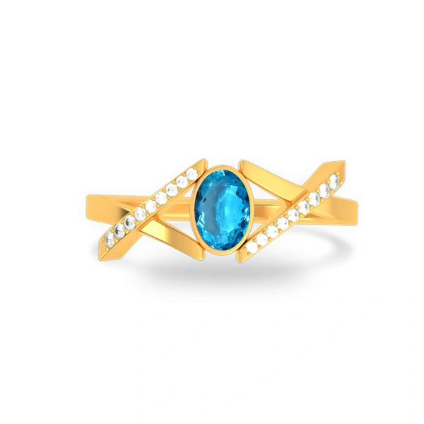 Blue Topaz Gold Ring R36