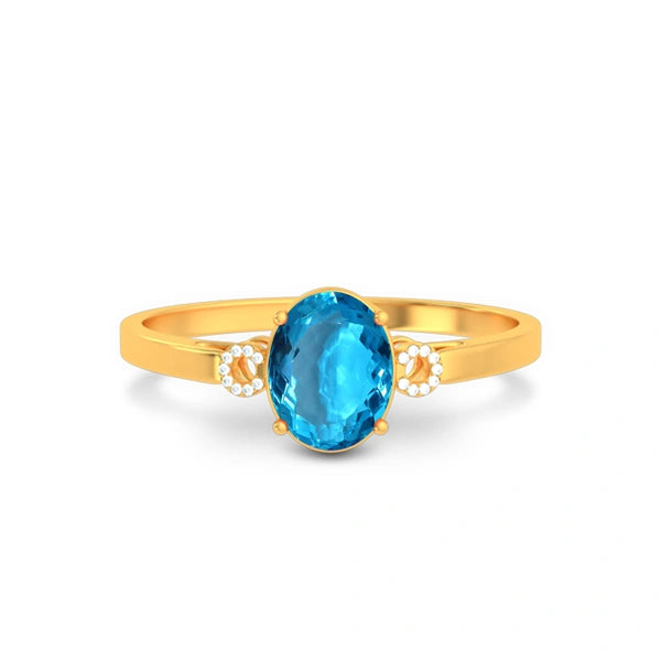 Blue Topaz Gold Ring R38