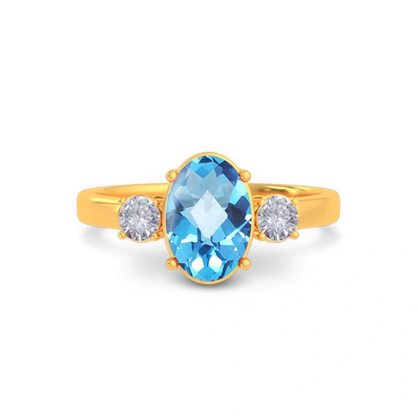 Blue Topaz Gold Ring R51