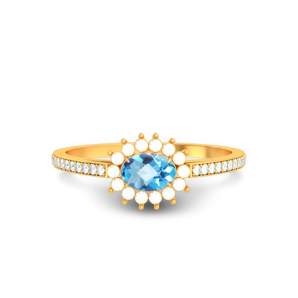 Blue Topaz Gold Ring R55