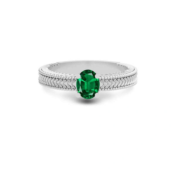 Emerald (Zambia) Platinum Ring R3