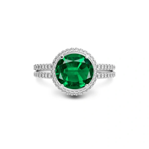 Emerald (Zambia) Platinum Ring R11