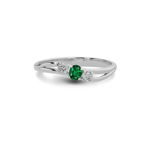 Emerald Gemstone R1 Sterling Silver Ring