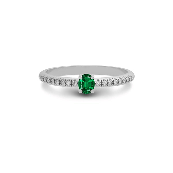 Emerald Gemstone R4 Sterling Silver Ring