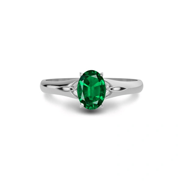 Emerald Gemstone R6 Sterling Silver Ring