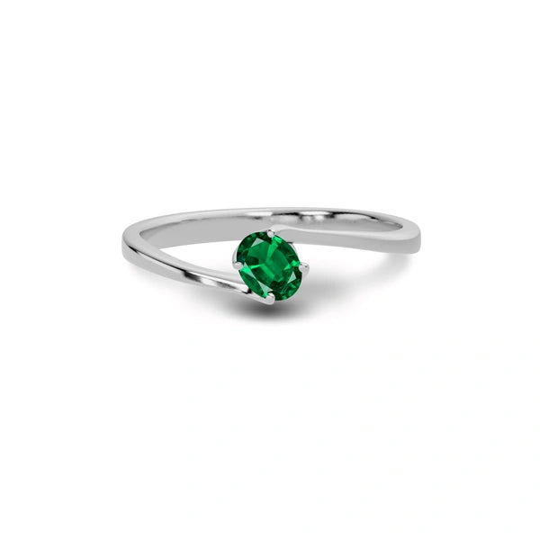 Emerald Gemstone R8 Sterling Silver Ring