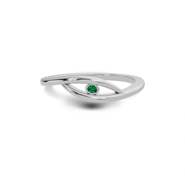 Emerald Gemstone R9 Sterling Silver Ring