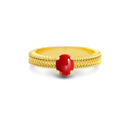 Red Coral Gold Ring R3