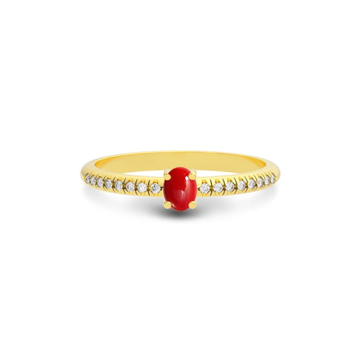 Red Coral Gold Ring R4