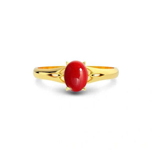 Red Coral Gold Ring R6