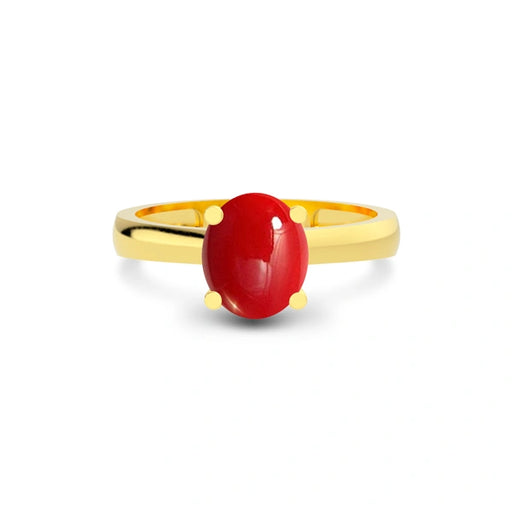 Red Coral Gold Ring R7