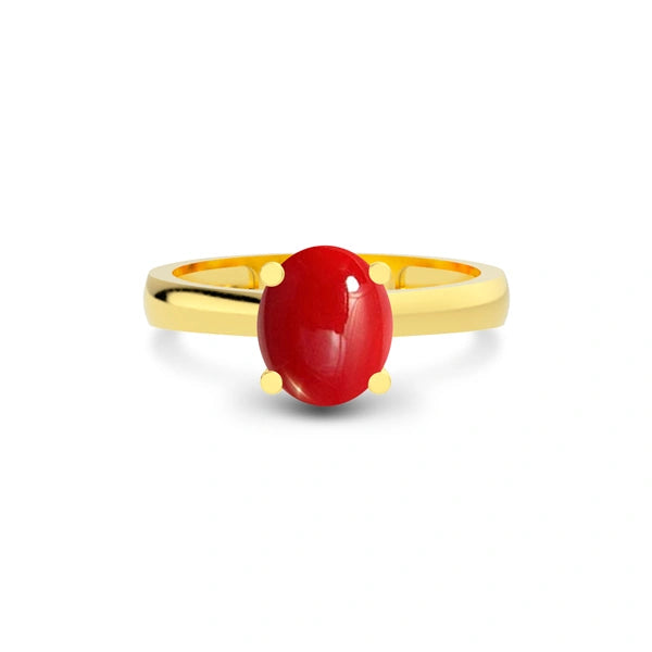 Red Coral Gold Ring R7
