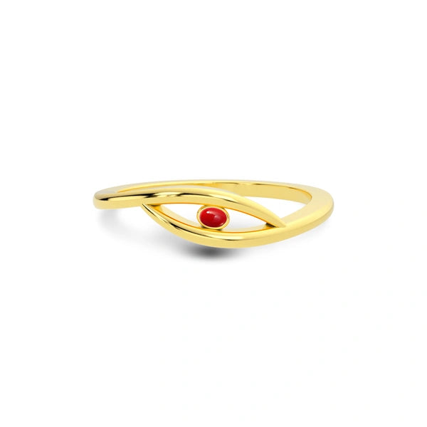 Red Coral Gold Ring R9