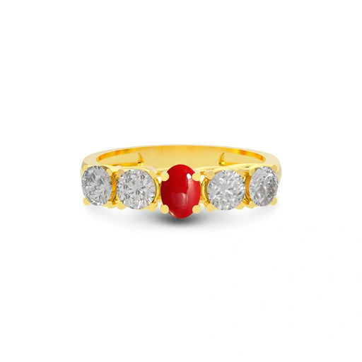 Red Coral Gold Ring R10