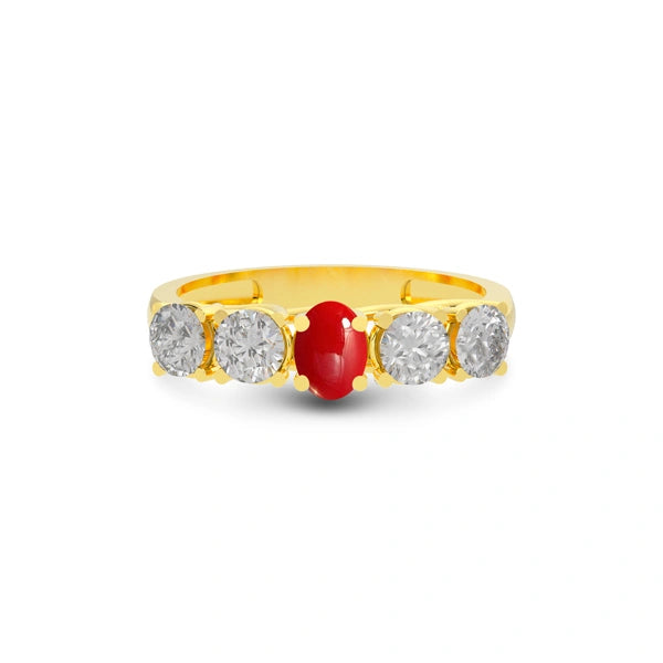 Red Coral Gold Ring R10