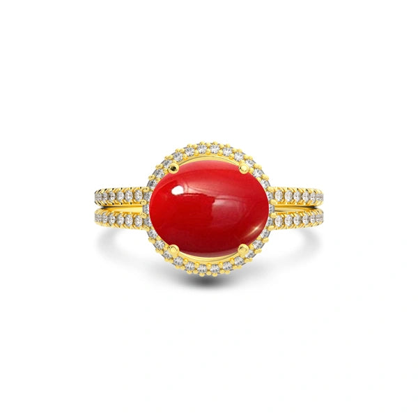 Red Coral Gold Ring R11