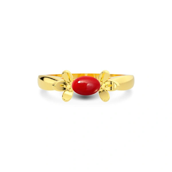 Red Coral Gold Ring R12